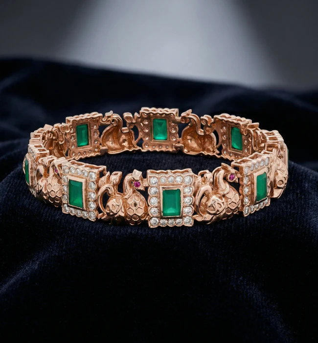 Rose gold emerald bracelet