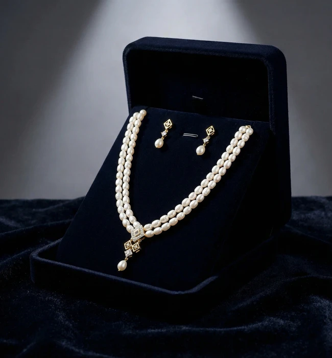 Pearl necklace set in display box